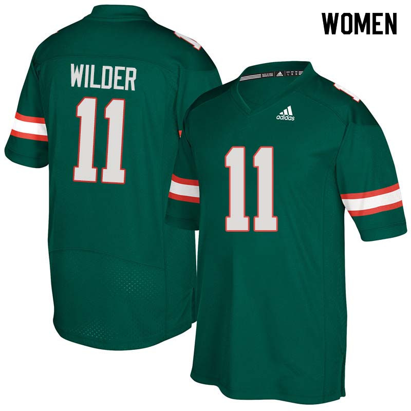 Women Miami Hurricanes #11 DeAndre Wilder College Football Jerseys Sale-Green